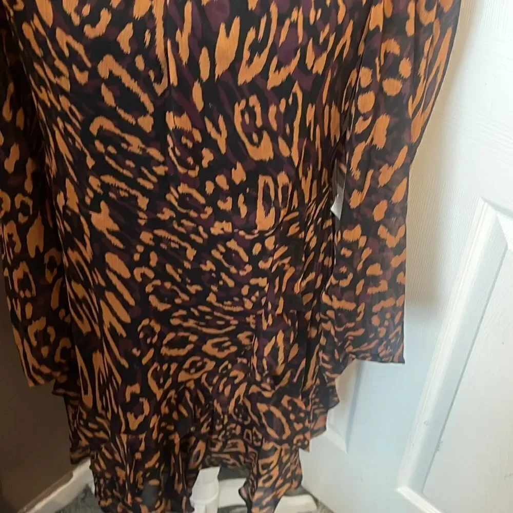 DKNY Leopard Print Mini Dress In Roasted Pecan Medium NWT - Picture 3 of 13